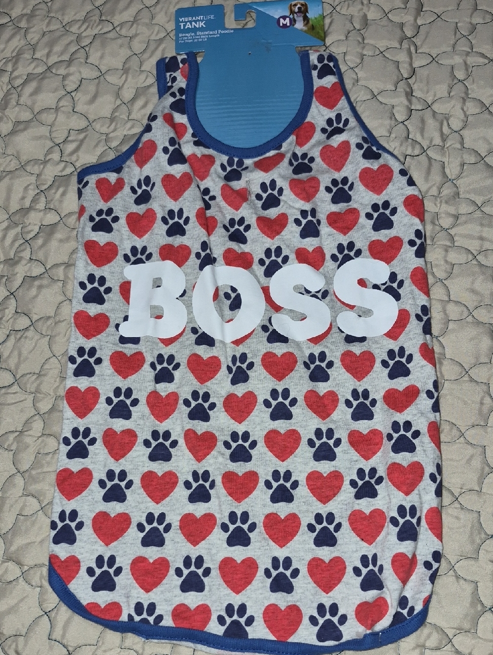 Vibrant Life Tank - Blue Trim with Red and Navy Prints